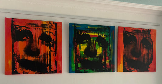 regrette rien (regret nothing)  Tryptich Screen prints by Mark Fraser